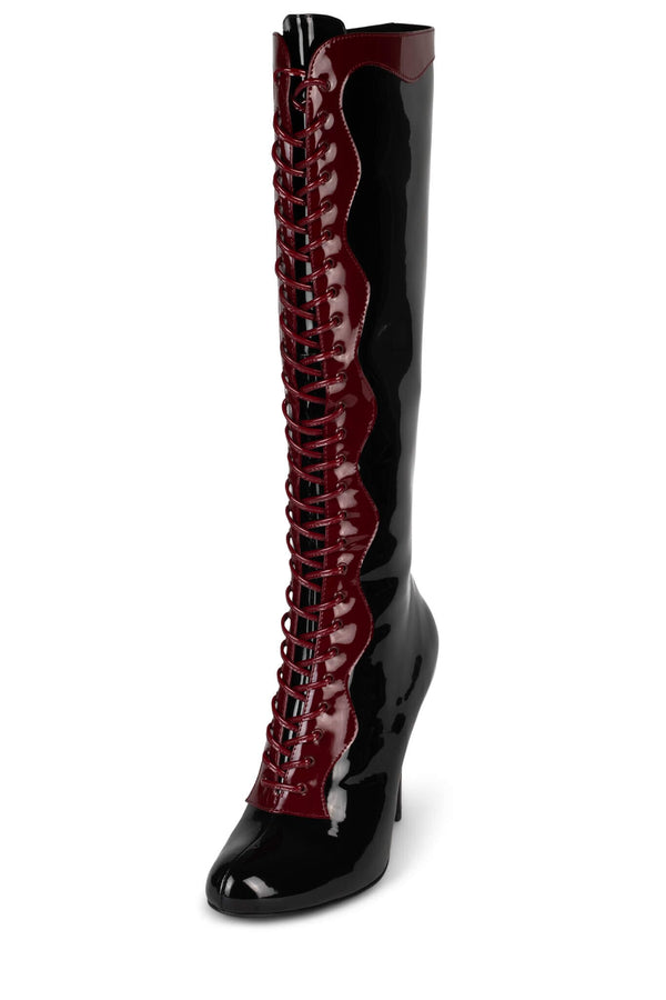 Jeffrey Campbell HEADLINE-K Knee-High Boot Black Patent Red Patent