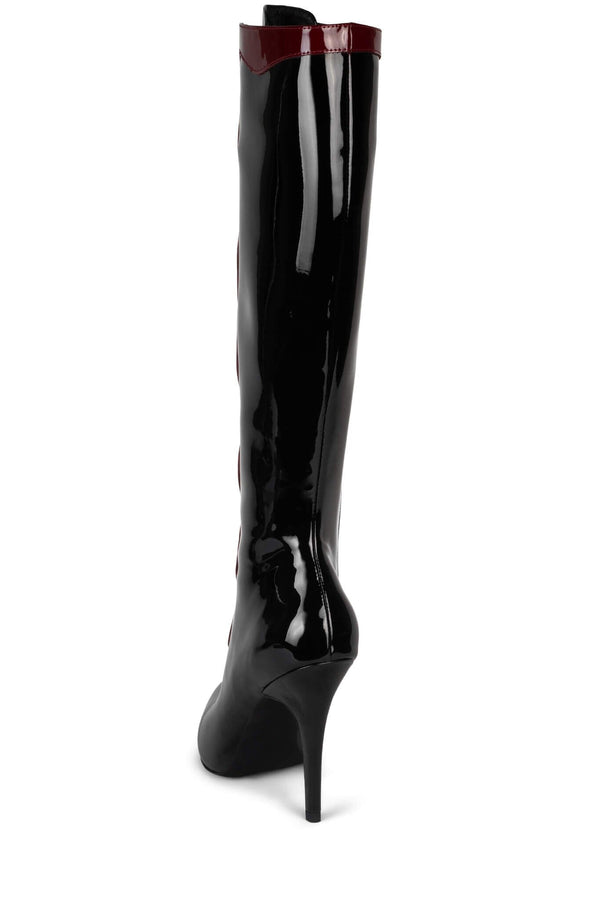Jeffrey Campbell HEADLINE-K Knee-High Boot Black Patent Red Patent