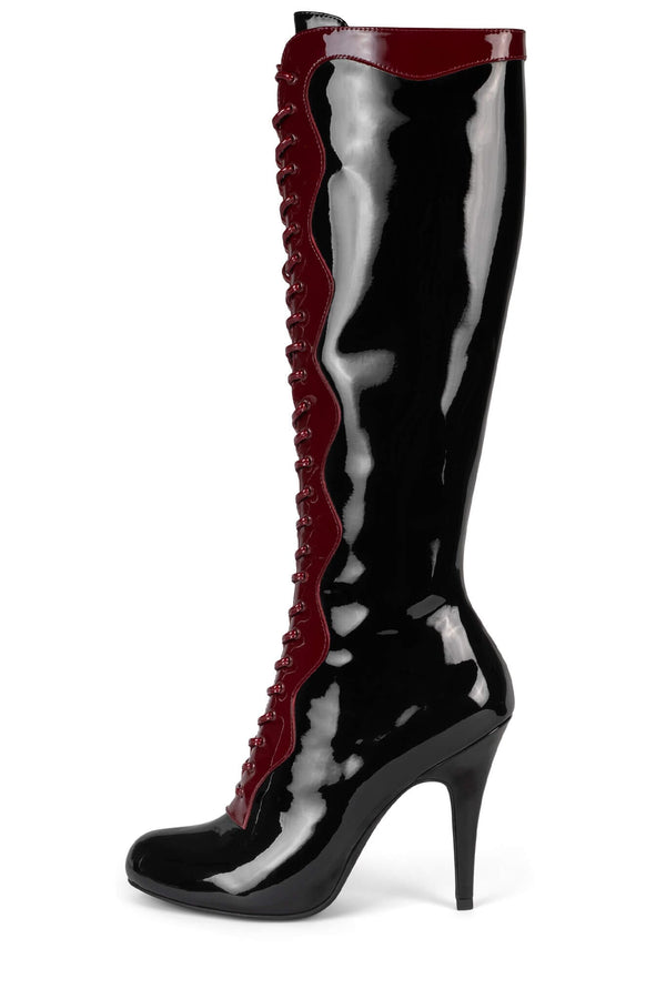 jeffrey campbell HEADLINE-K Knee-High Boot Black Patent Red Patent