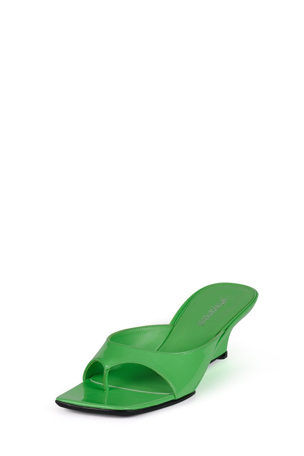 Jeffrey Campbell HONEY-BUN Wedge Sandal Soft Neon Green Patent