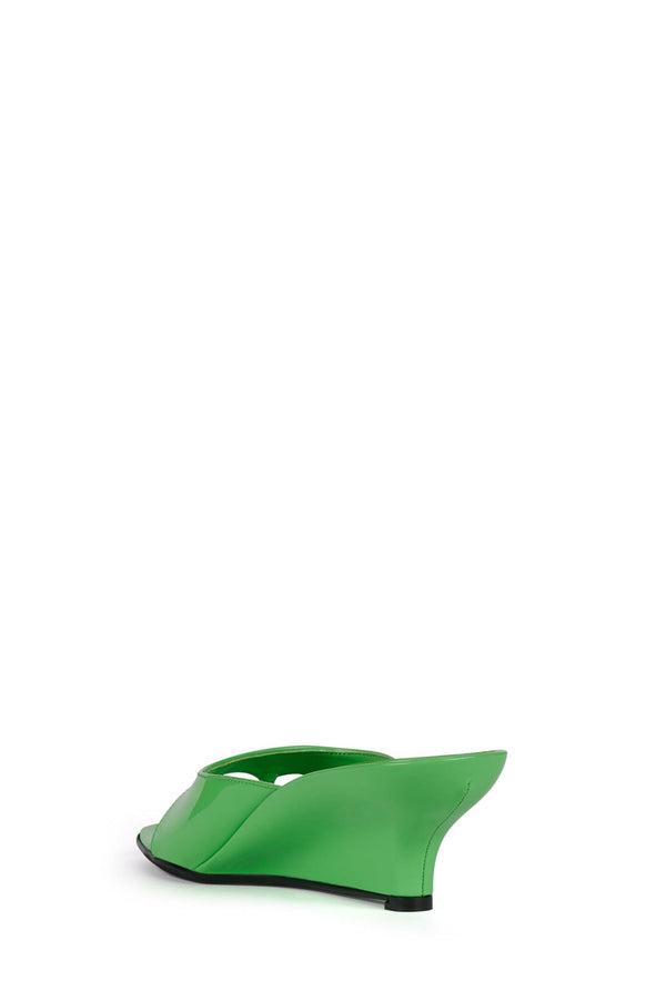 Jeffrey Campbell HONEY-BUN Wedge Sandal Soft Neon Green Patent