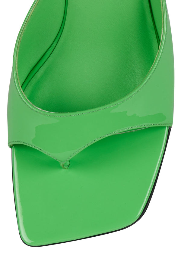 Jeffrey Campbell HONEY-BUN Wedge Sandal Soft Neon Green Patent