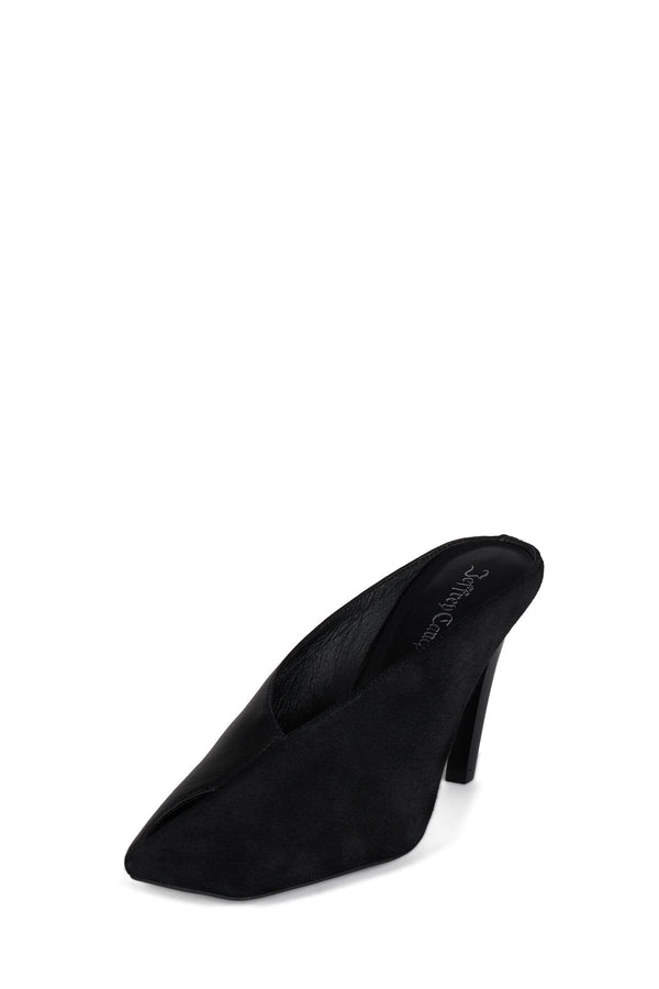 Jeffrey Campbell HOOF-IT Heeled Mule Black Suede Combo