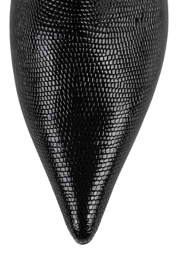 Jeffrey Campbell HOOKED Ankle Boot Black Shiny Snake