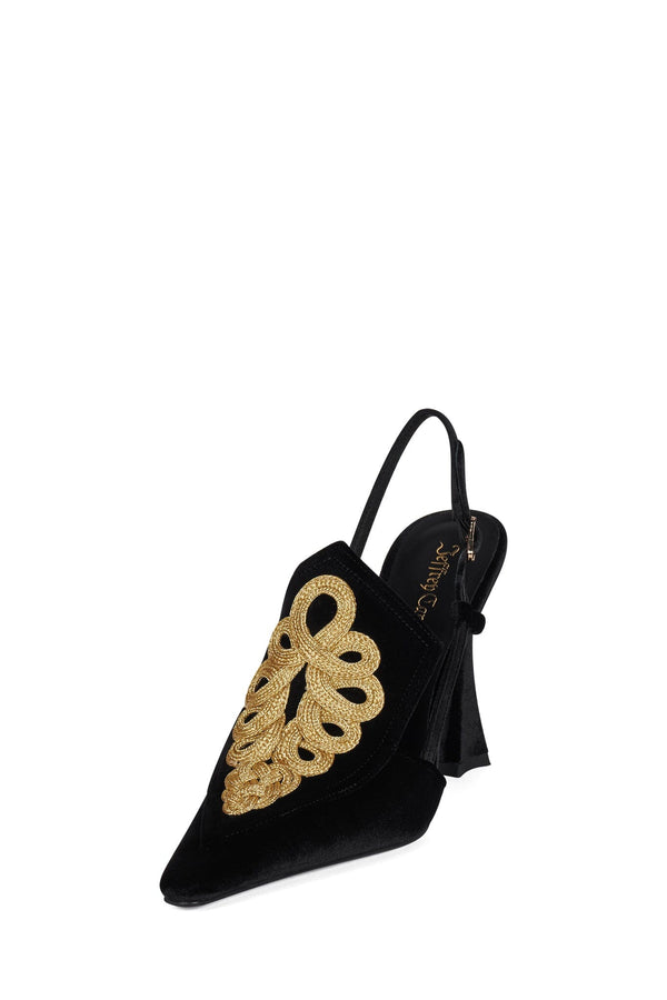Jeffrey Campbell HUZZAH Slingback Heel Black Velvet Gold