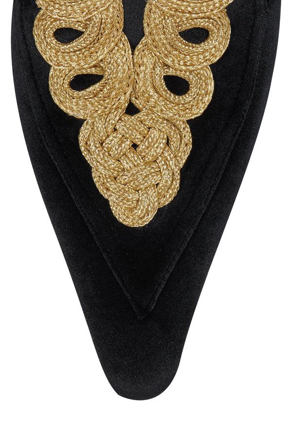 Jeffrey Campbell HUZZAH Slingback Heel Black Velvet Gold