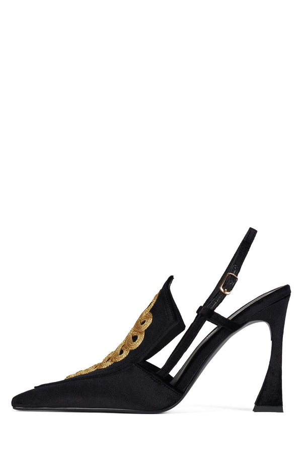 jeffrey campbell HUZZAH Slingback Heel Black Velvet Gold