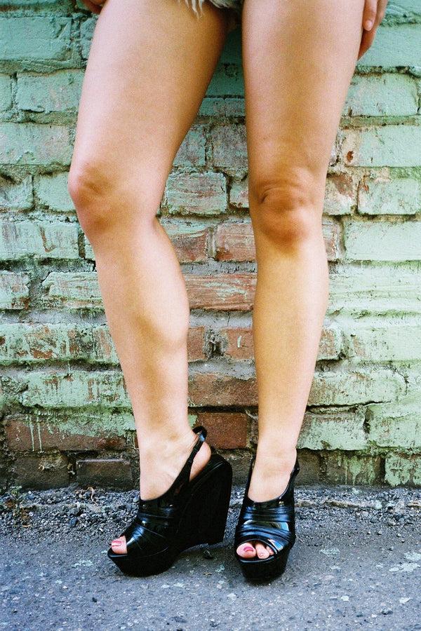Jeffrey Campbell HYPERSPEED Platform Sandal Black Patent Combo