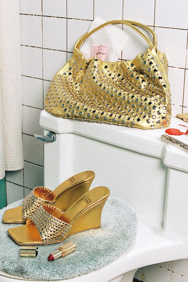 Jeffrey Campbell A-BRAT Bag Gold Silver