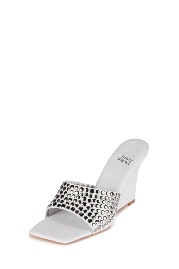 Jeffrey Campbell BOY-BYE Wedge Sandal White Silver