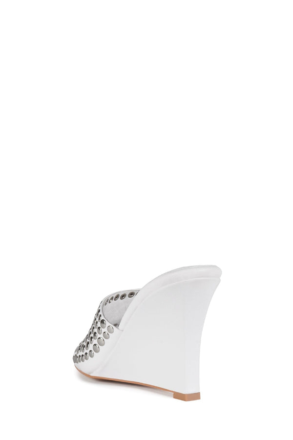 Jeffrey Campbell BOY-BYE Wedge Sandal White Silver