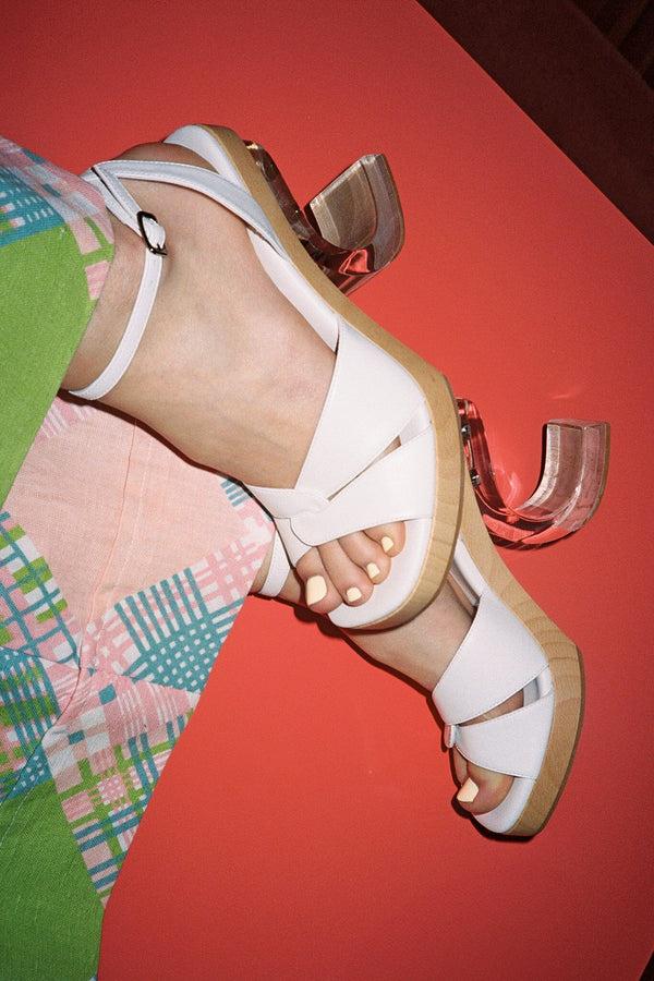 Jeffrey Campbell COMPENSATE Heeled Sandal White