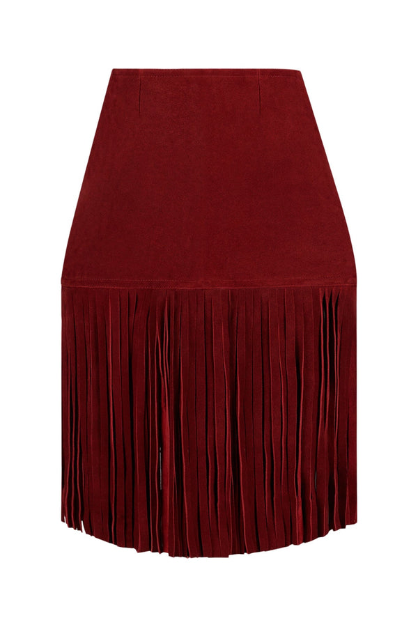 Jeffrey Campbell FIXIN-TO SKIRT Belt Red Suede