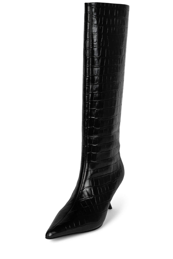 Jeffrey Campbell FLINCH Knee-High Boot Black Croco