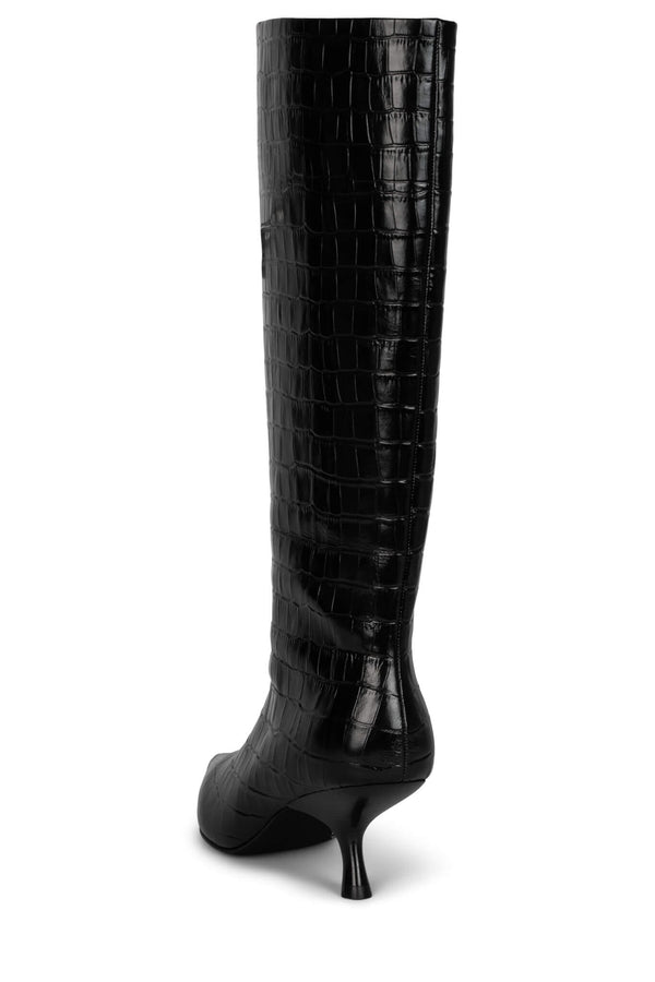 Jeffrey Campbell FLINCH Knee-High Boot Black Croco