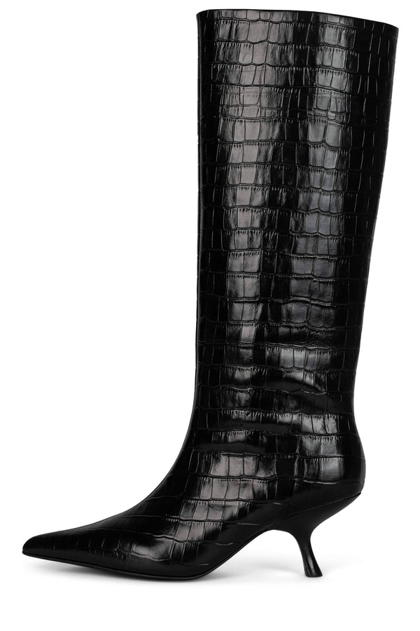 jeffrey campbell FLINCH Knee-High Boot Black Croco