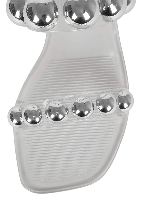 Jeffrey Campbell GUM-DROP Flat Sandal Clear Silver