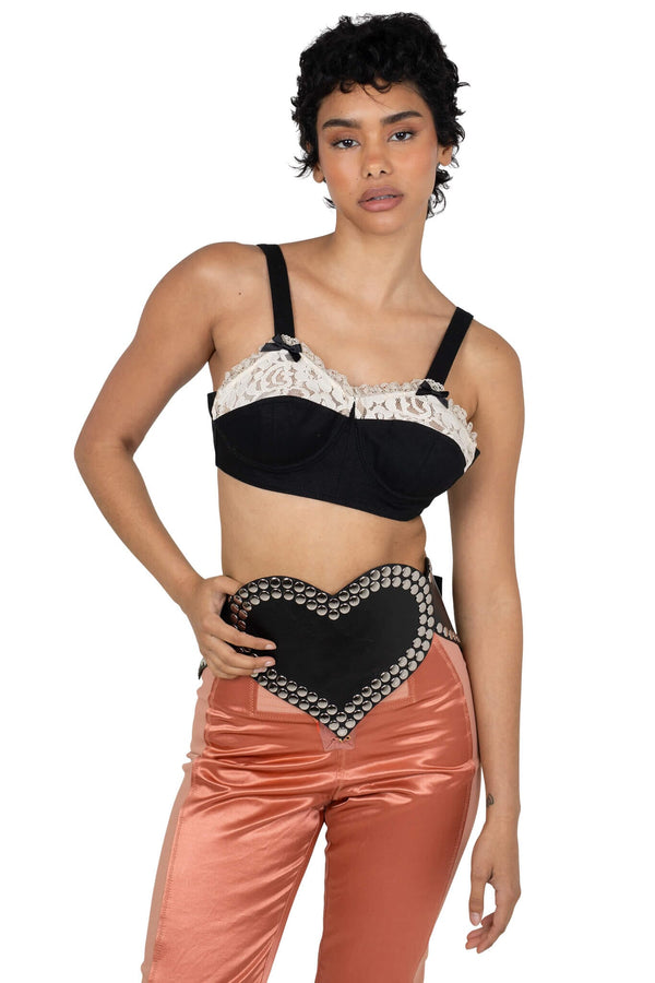 Jeffrey Campbell HEART-CORE BELT Black Suede Gold