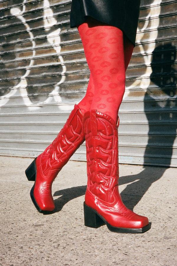 Jeffrey Campbell HOKEYPOKEY Knee-High Boot Red