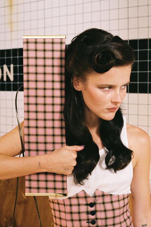 Jeffrey Campbell LIME-LIGHT Bag Pink Plaid Combo