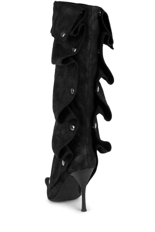 Jeffrey Campbell ORIGAMI Knee-High Boot Black Gold