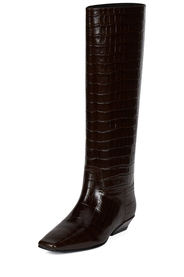 Jeffrey Campbell PASSO Knee-High Boot Brown Croco