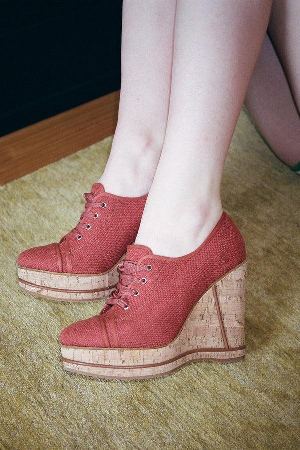 Jeffrey Campbell QUINCE Platform Wedge Rust Fabric