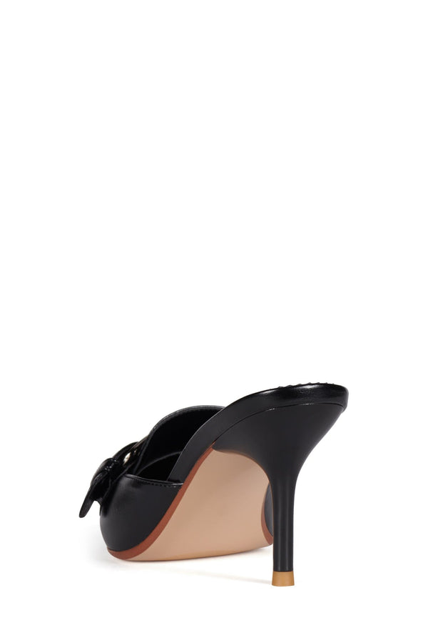 Jeffrey Campbell SECURED Heeled Mule Black Silver