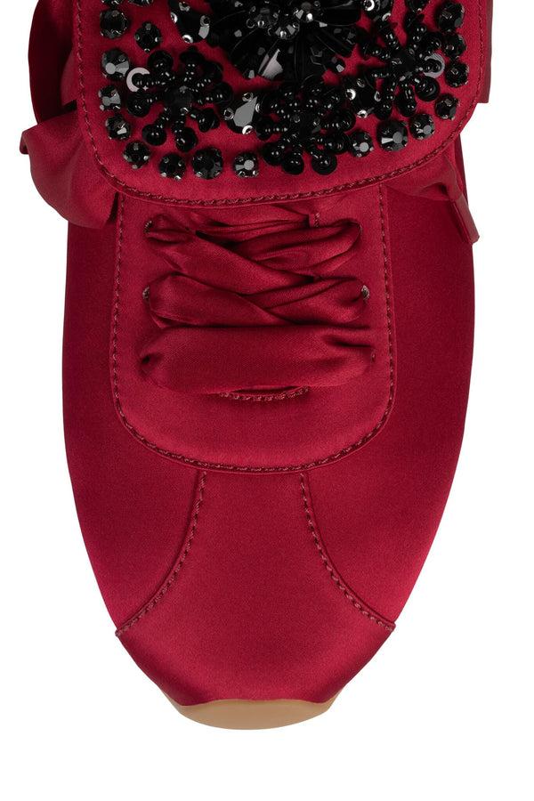 Jeffrey Campbell SHELTER-J Sneaker Red Satin Black