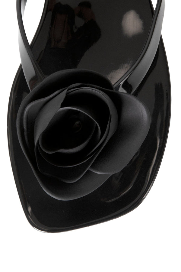 Jeffrey Campbell SO-SWEET Flat Sandal Black Shiny