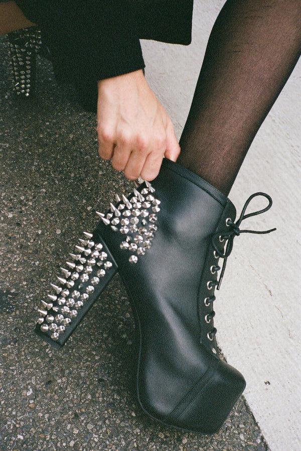 Jeffrey Campbell SPIKE Platform Boot Black Silver