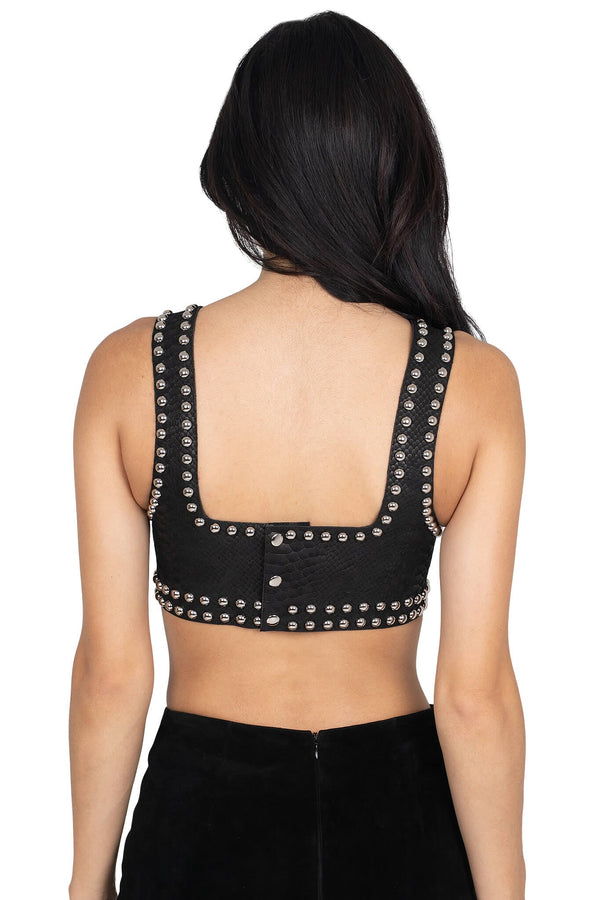 Jeffrey Campbell VESTED-ST Top Black Snake Silver