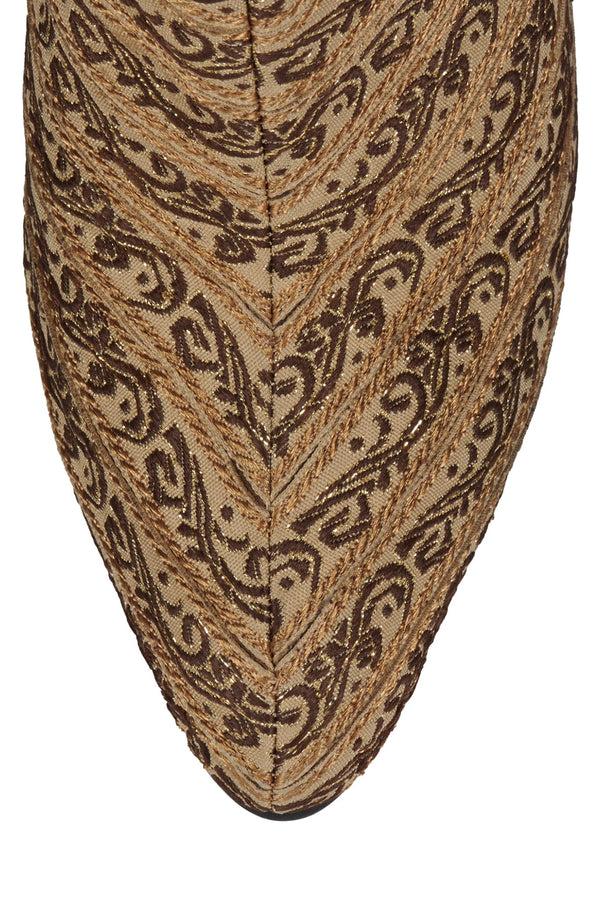Jeffrey Campbell WEAVER Heeled Boot Beige Brocade