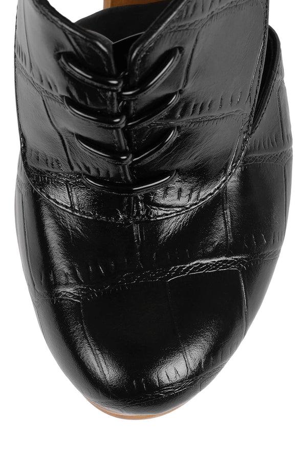 Jeffrey Campbell JOVIAL Platform Oxford Black Croco