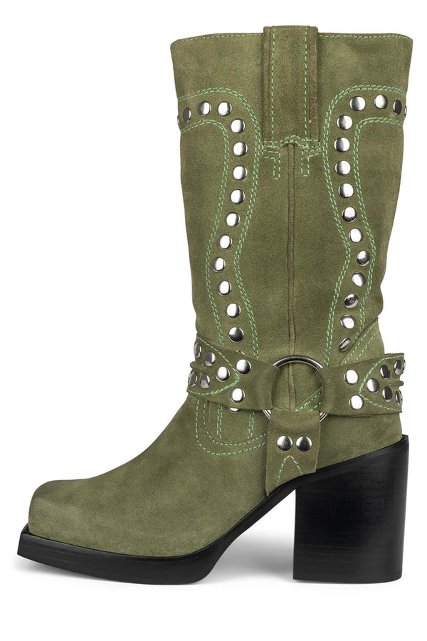 jeffrey campbell JUVENILE-S Mid-Calf Boot Green Suede Silver