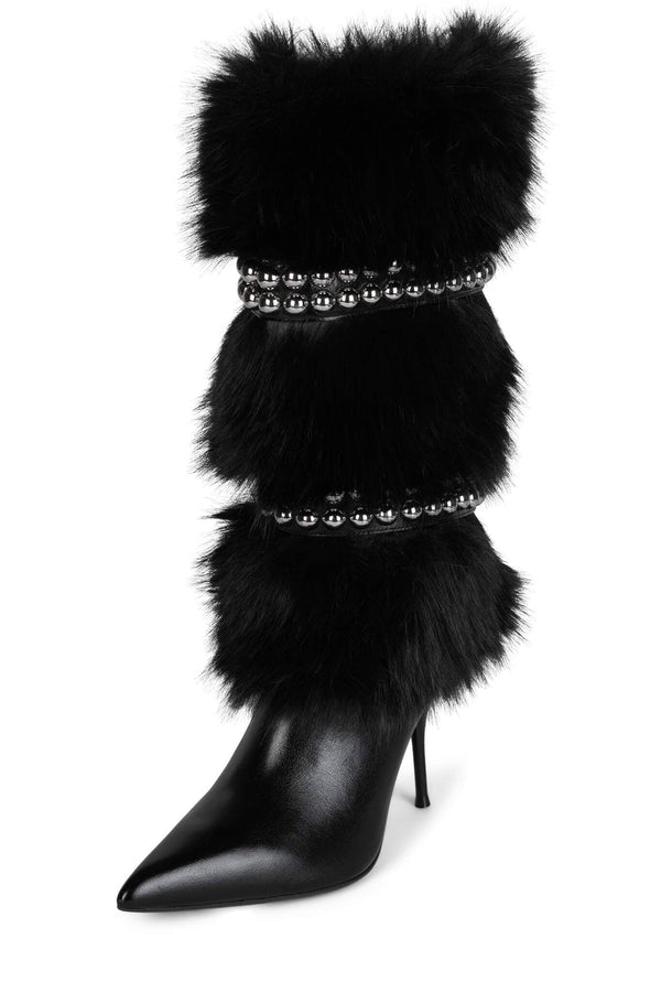 Jeffrey Campbell KAMILLA-F Knee-High Boot Black Silver