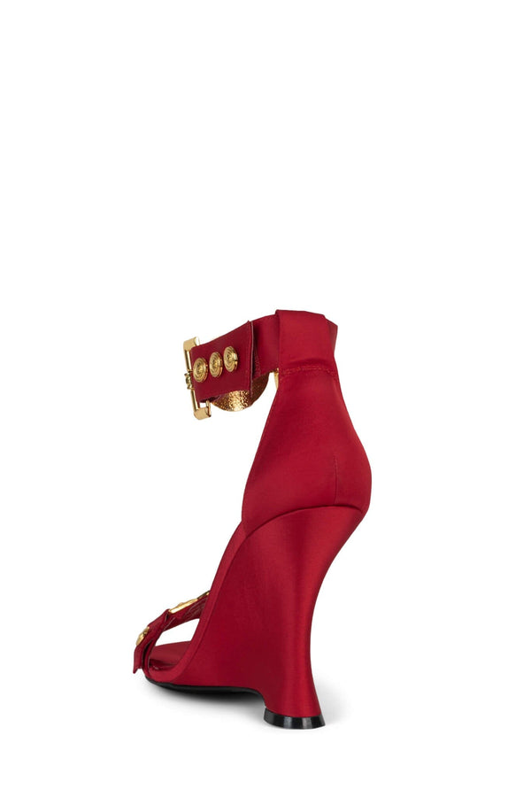 Jeffrey Campbell LEONITE Heeled Sandal Red Satin Gold