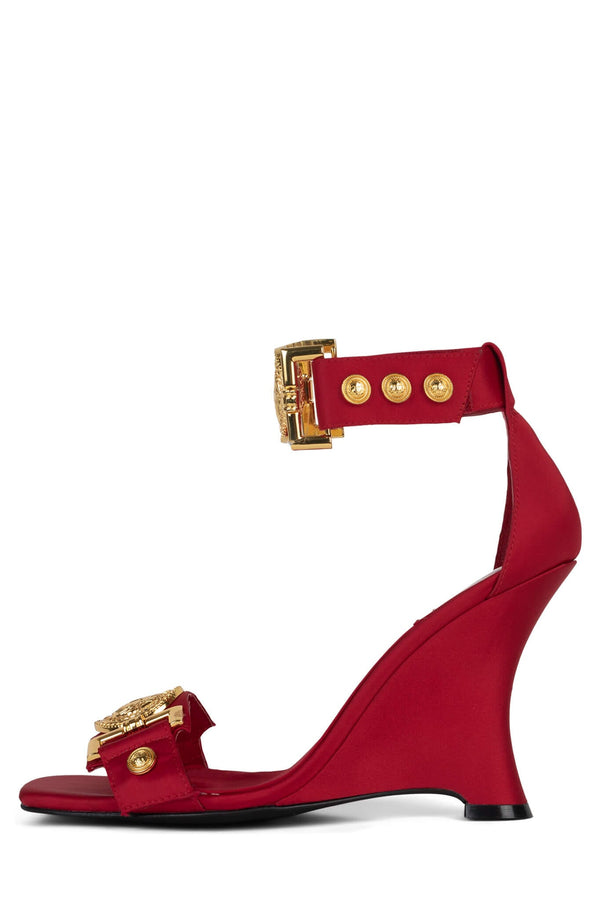 jeffrey campbell LEONITE Heeled Sandal Red Satin Gold