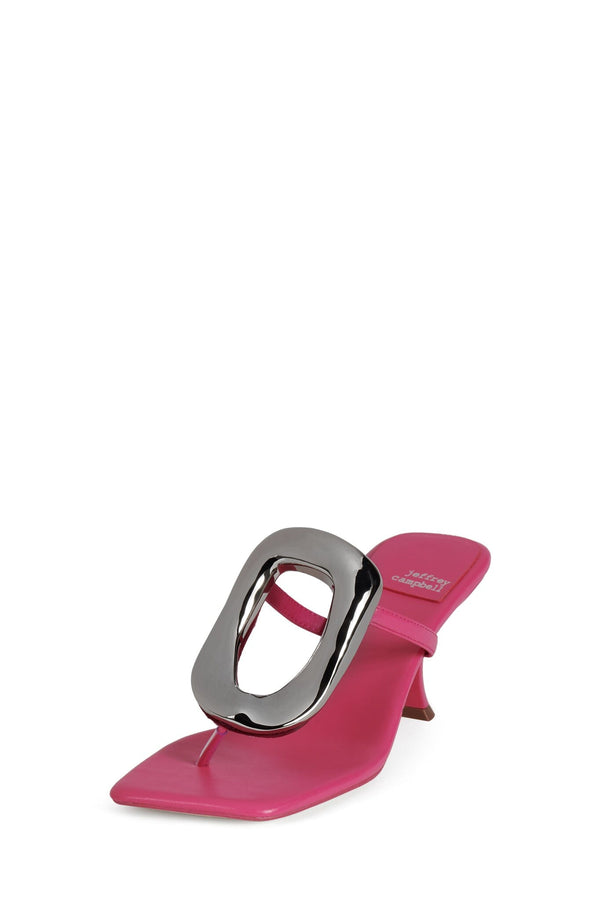 Jeffrey Campbell LINQ-UP-2 Heeled Sandal Fuchsia Shiny Silver