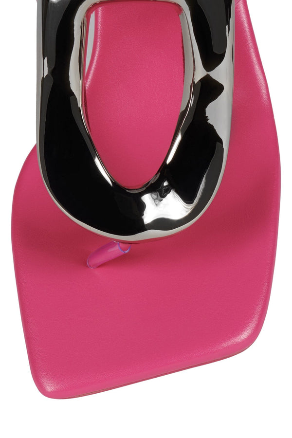 Jeffrey Campbell LINQ-UP-2 Heeled Sandal Fuchsia Shiny Silver