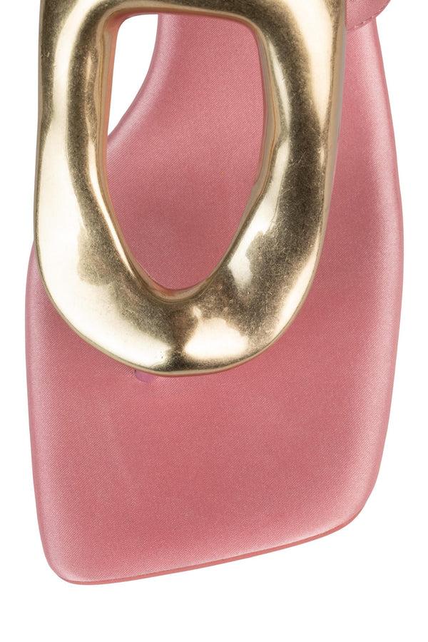 Jeffrey Campbell LINQ-UP Heeled Sandal Pink Satin Gold