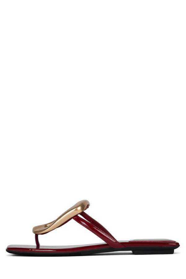 jeffrey campbell LINQUES-2 Flat Sandal Cherry Red Patent Gold