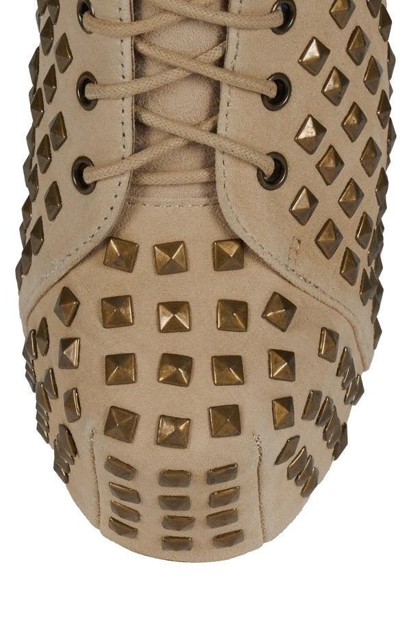 Jeffrey Campbell LITA-ST Platform Boot Taupe Suede Bronze