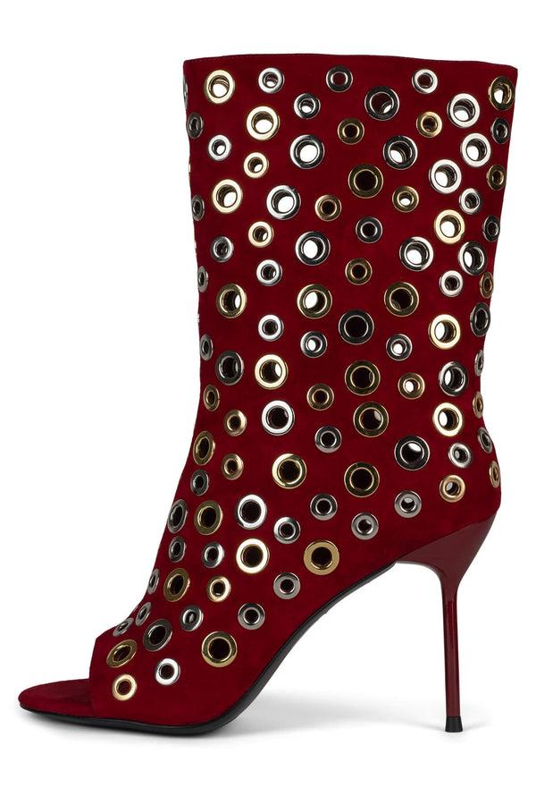 jeffrey campbell LOOPHOLE Heeled Boot Red Suede Multi
