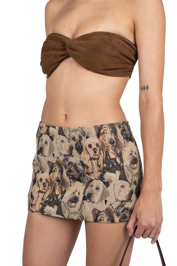 Jeffrey Campbell MAISY SKIRT Skirt Dog Print Tapestry