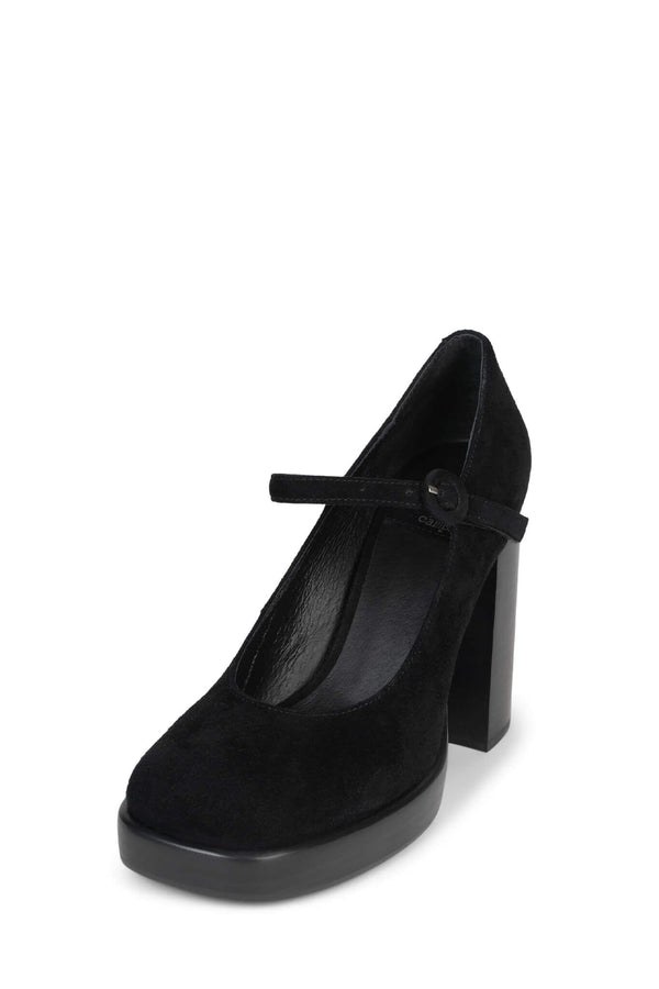 Jeffrey Campbell MARY-ANN Mary-Jane Black Suede Black Stack