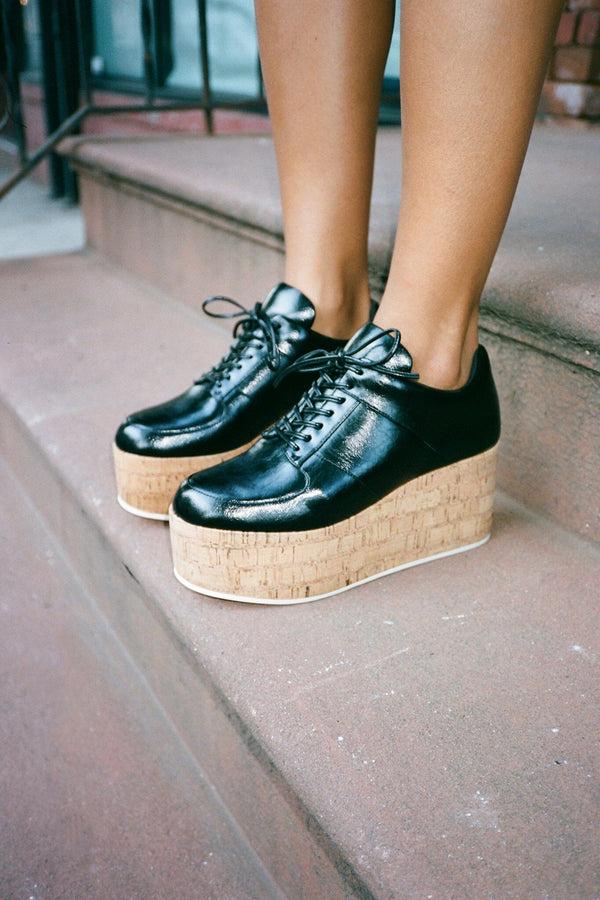Jeffrey Campbell MERRILL Platform Oxford Black Crinkle
