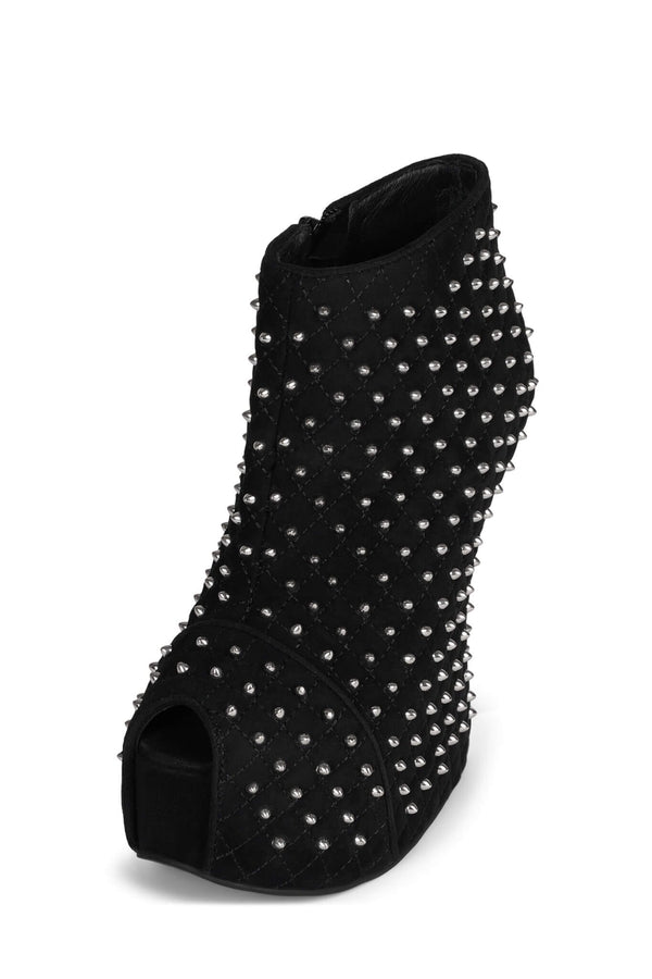 Jeffrey Campbell MIDNITE-Q Platform Wedge Black Suede Silver