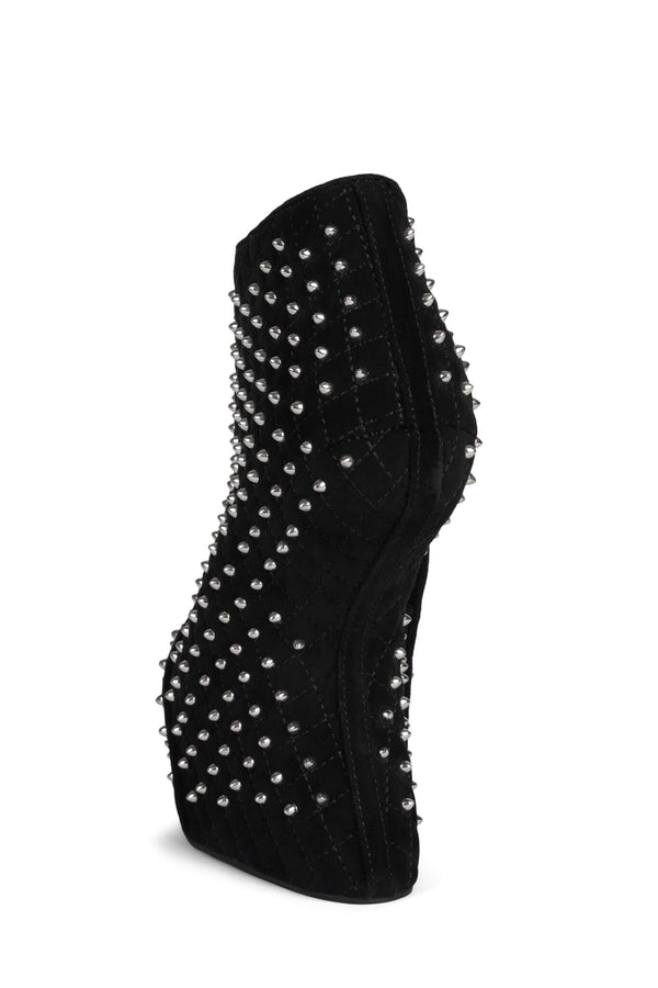 Jeffrey Campbell MIDNITE-Q Platform Wedge Black Suede Silver