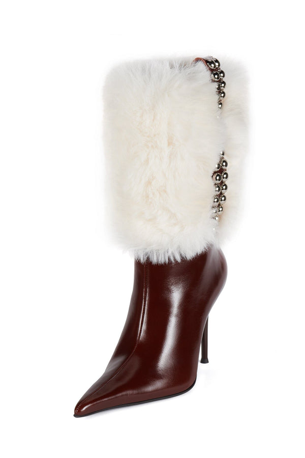 Jeffrey Campbell MIRI-F Mid-Calf Boot Cream Brown Combo